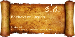 Berkovics Ormos névjegykártya